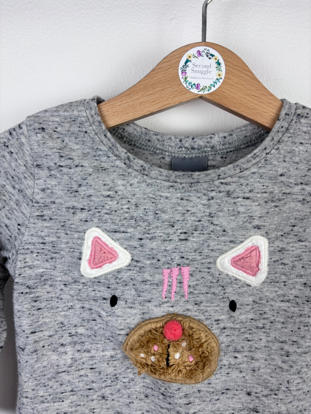 Next Grey Animal Face Sweatshirt 6–9 Months-Tops-Second Snuggle Preloved