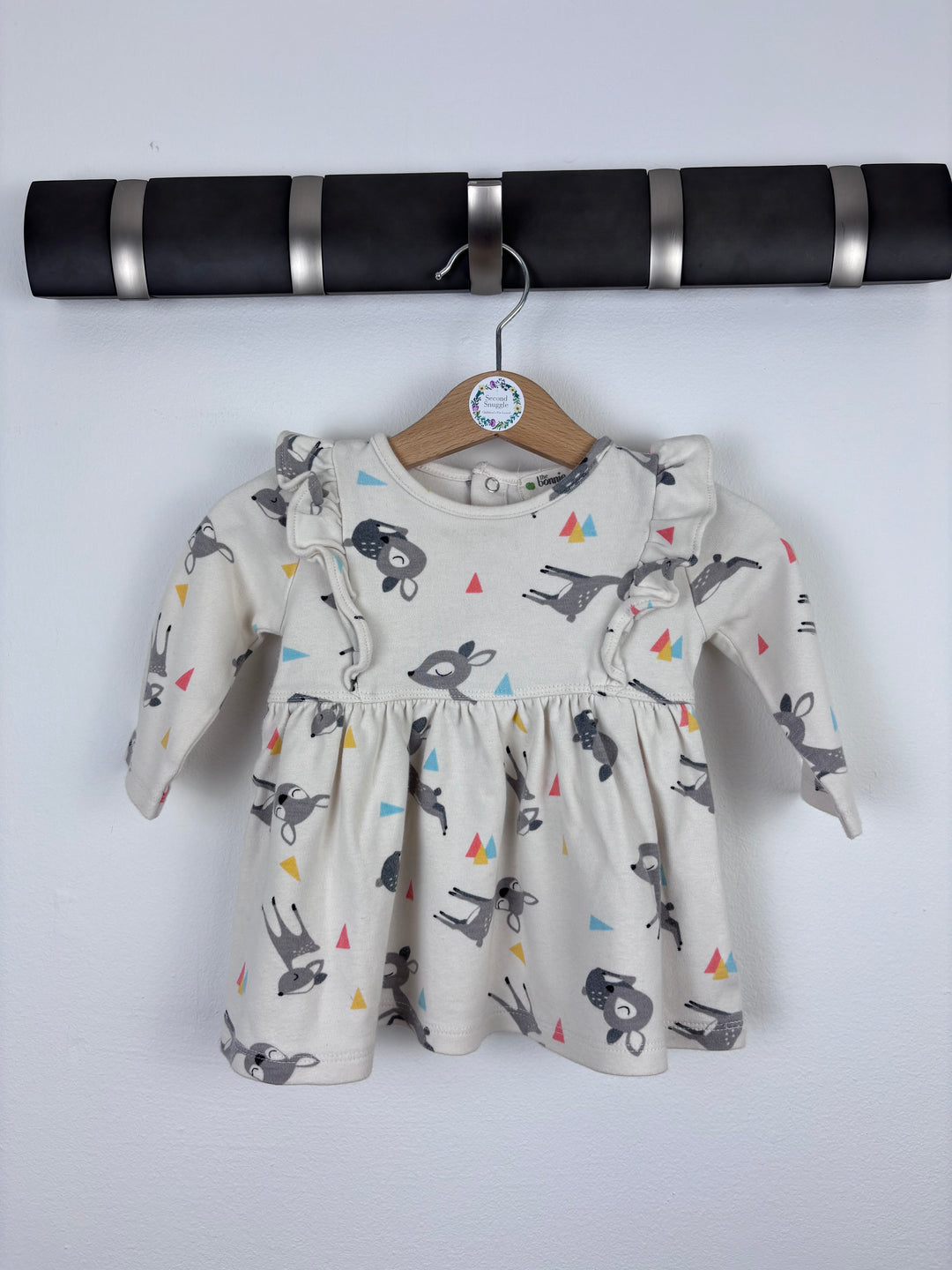 Bonnie Mob Cream Deer Print Dress 6–12 Months-Dresses-Second Snuggle Preloved