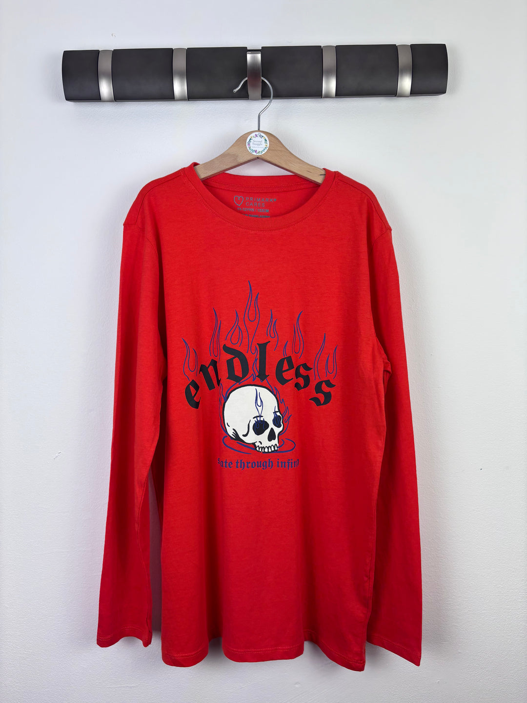 Primark Red Endless Graphic Long Sleeve Top 11–12 Years-Tops-Second Snuggle Preloved