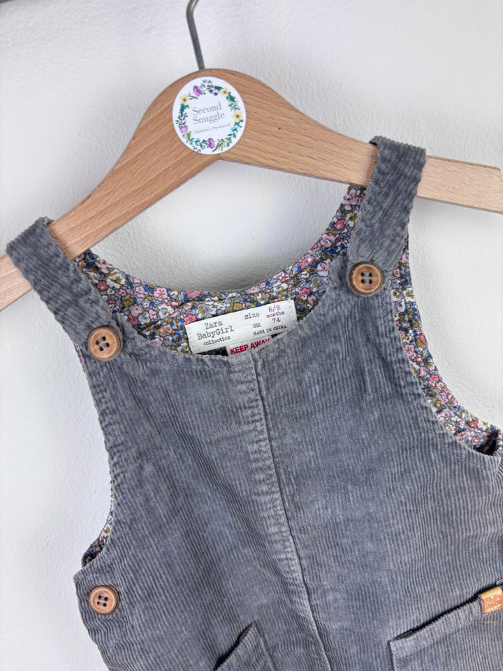 Zara Grey Cord Pinafore Dress 6–9 Months-Dresses-Second Snuggle Preloved