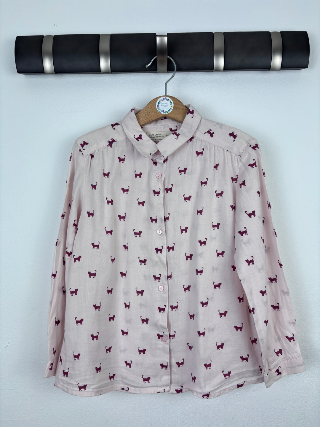 Zara Pink Cat Print Blouse 5–6 Years-Shirts-Second Snuggle Preloved