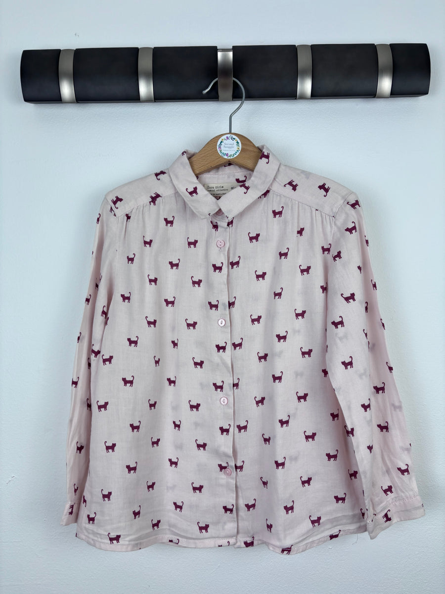 Zara Pink Cat Print Blouse 5–6 Years-Shirts-Second Snuggle Preloved