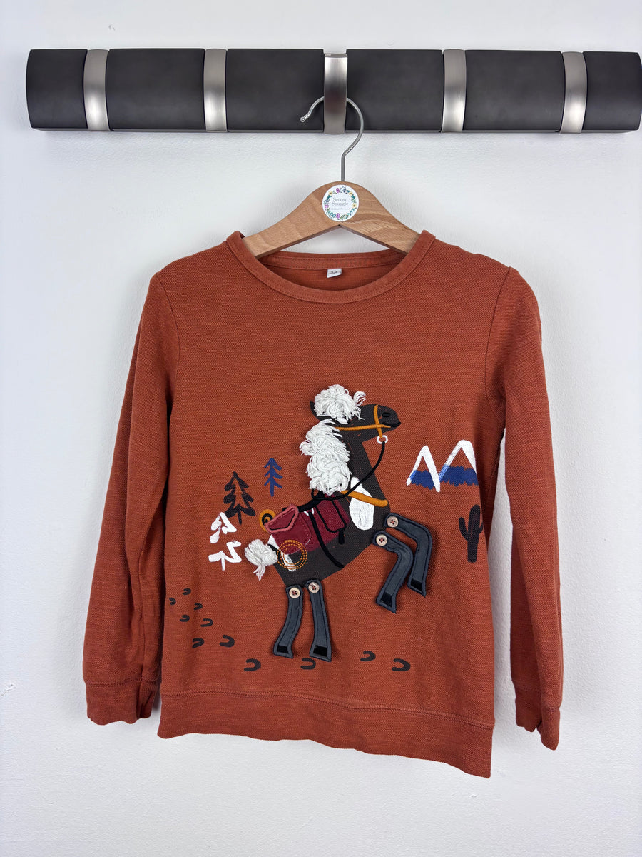 M&S Brown Horse Appliqué Jumper 3–4 Years-Tops-Second Snuggle Preloved