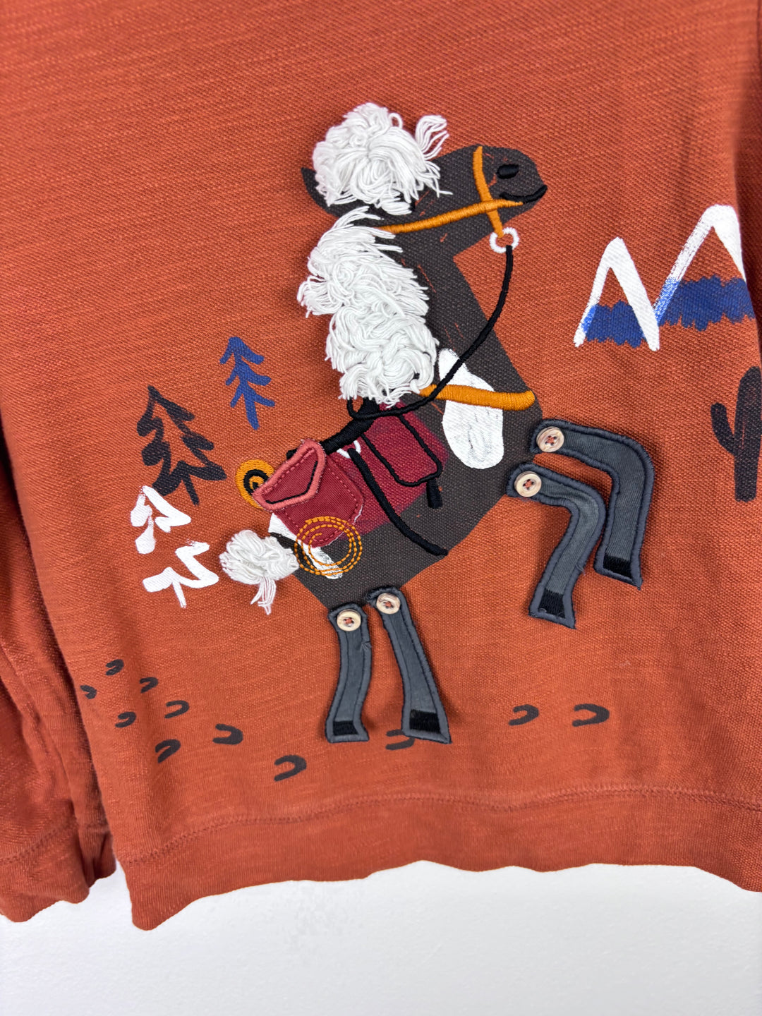 M&S Brown Horse Appliqué Jumper 3–4 Years-Tops-Second Snuggle Preloved