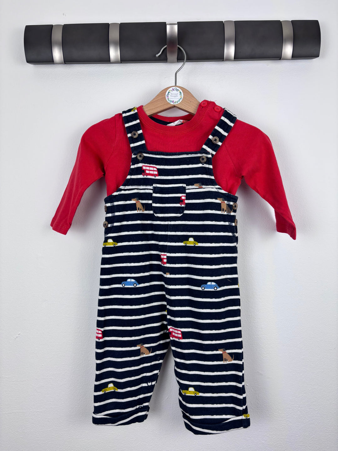 John Lewis Striped Dungarees Set 3–6 Months-Dungarees-Second Snuggle Preloved