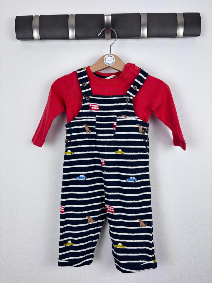 John Lewis Striped Dungarees Set 3–6 Months-Dungarees-Second Snuggle Preloved