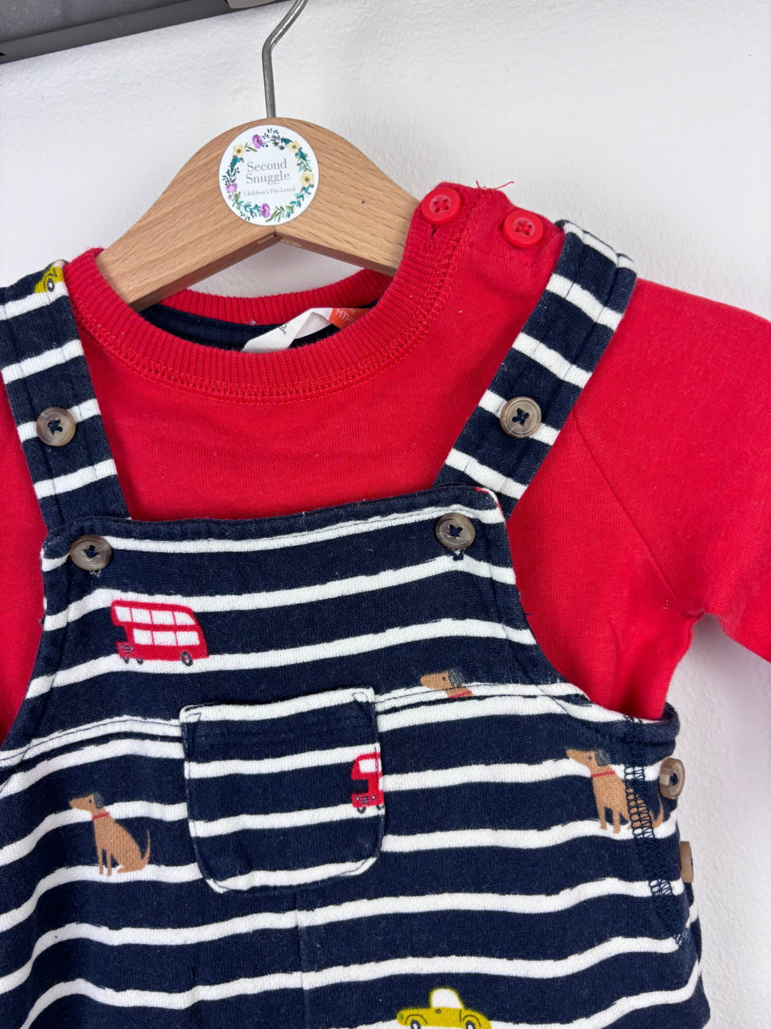 John Lewis Striped Dungarees Set 3–6 Months-Dungarees-Second Snuggle Preloved
