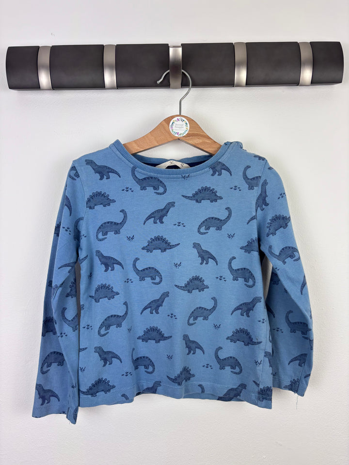 John Lewis Blue Dinosaur Top 3–4 Years-Tops-Second Snuggle Preloved