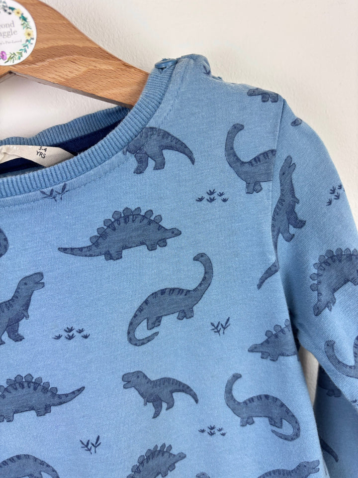 John Lewis Blue Dinosaur Top 3–4 Years-Tops-Second Snuggle Preloved