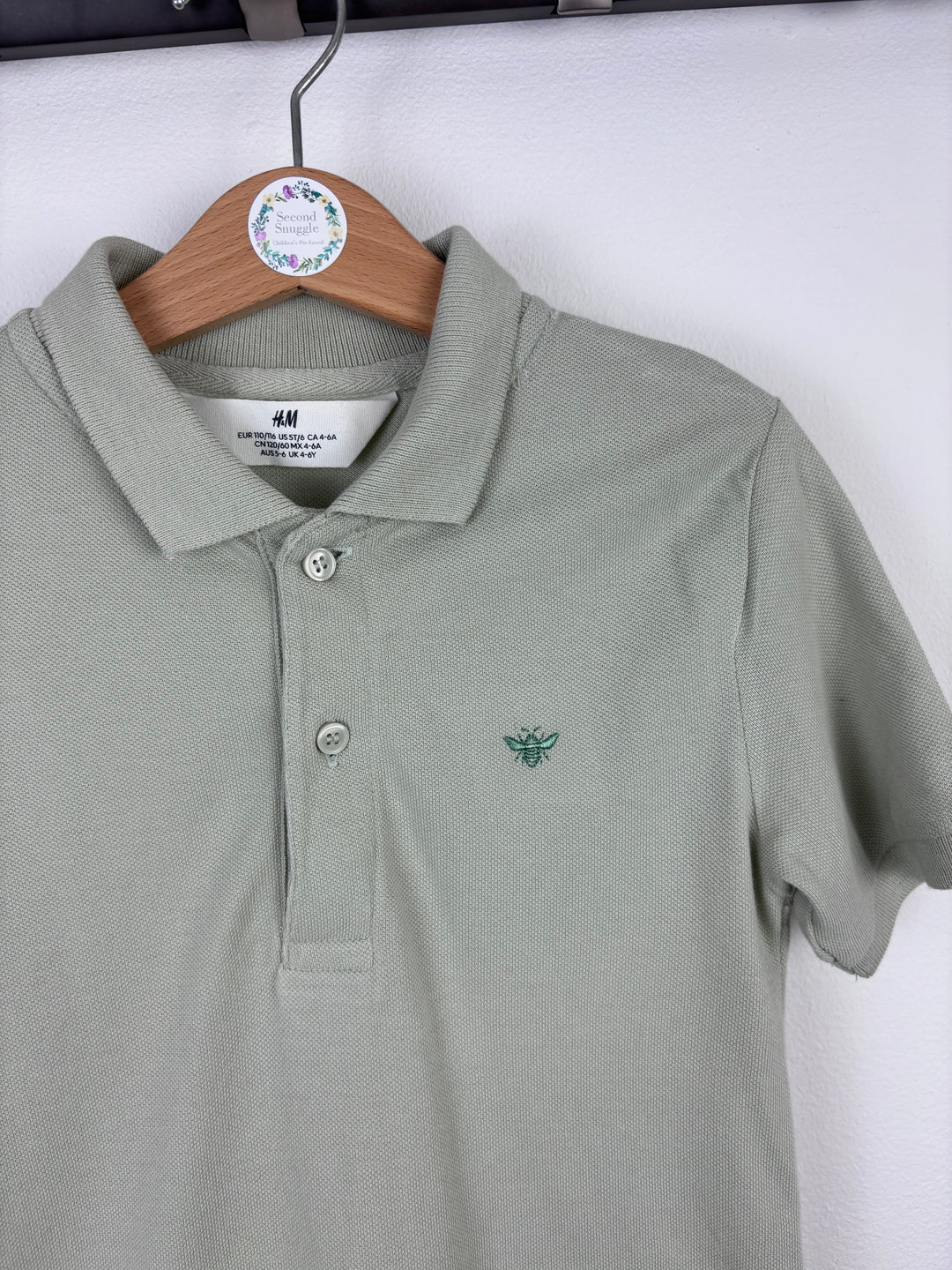 H&M Sage Green Polo Shirt 5–6 Years-Tops-Second Snuggle Preloved