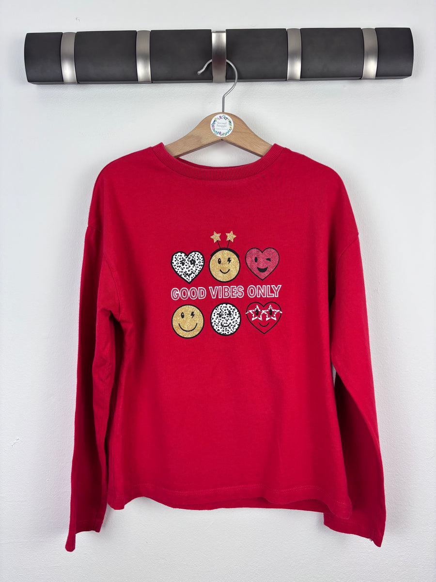 M&S Red Good Vibes Only Top 8–9 Years-Tops-Second Snuggle Preloved