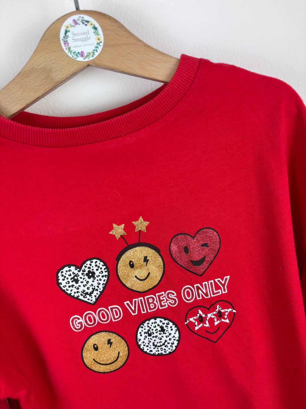M&S Red Good Vibes Only Top 8–9 Years-Tops-Second Snuggle Preloved