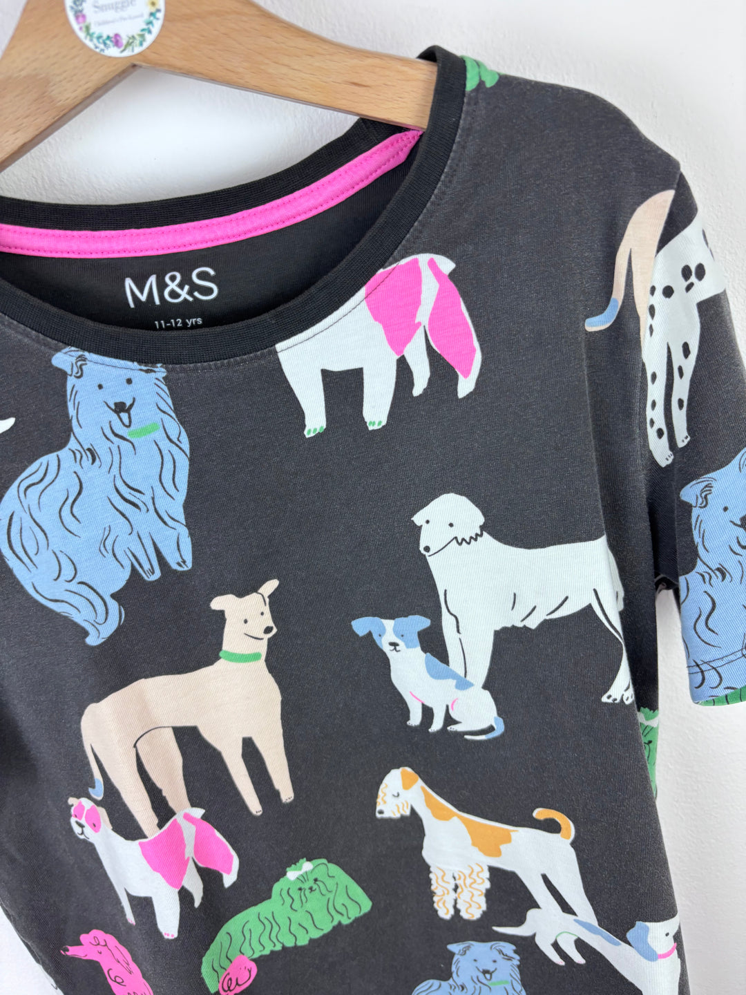 M&S Dog Print T Shirt 11-12 Years