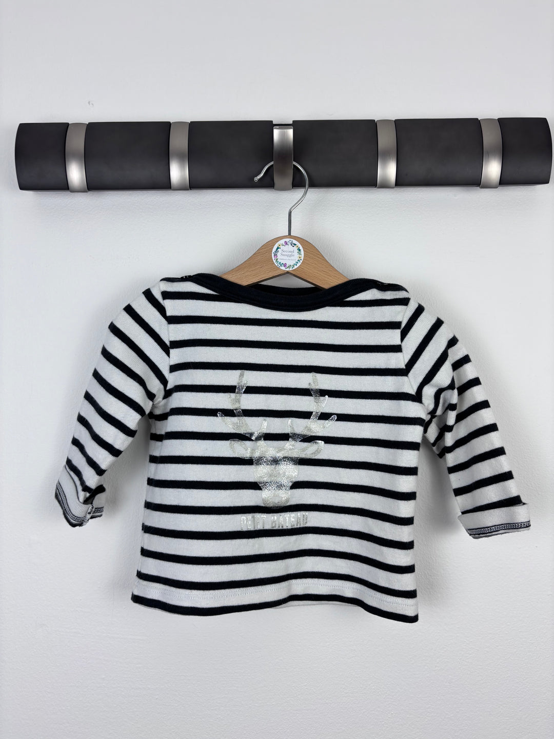 Petit Bateau Striped Reindeer Top 18 Months