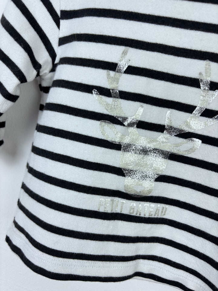 Petit Bateau Striped Reindeer Top 18 Months