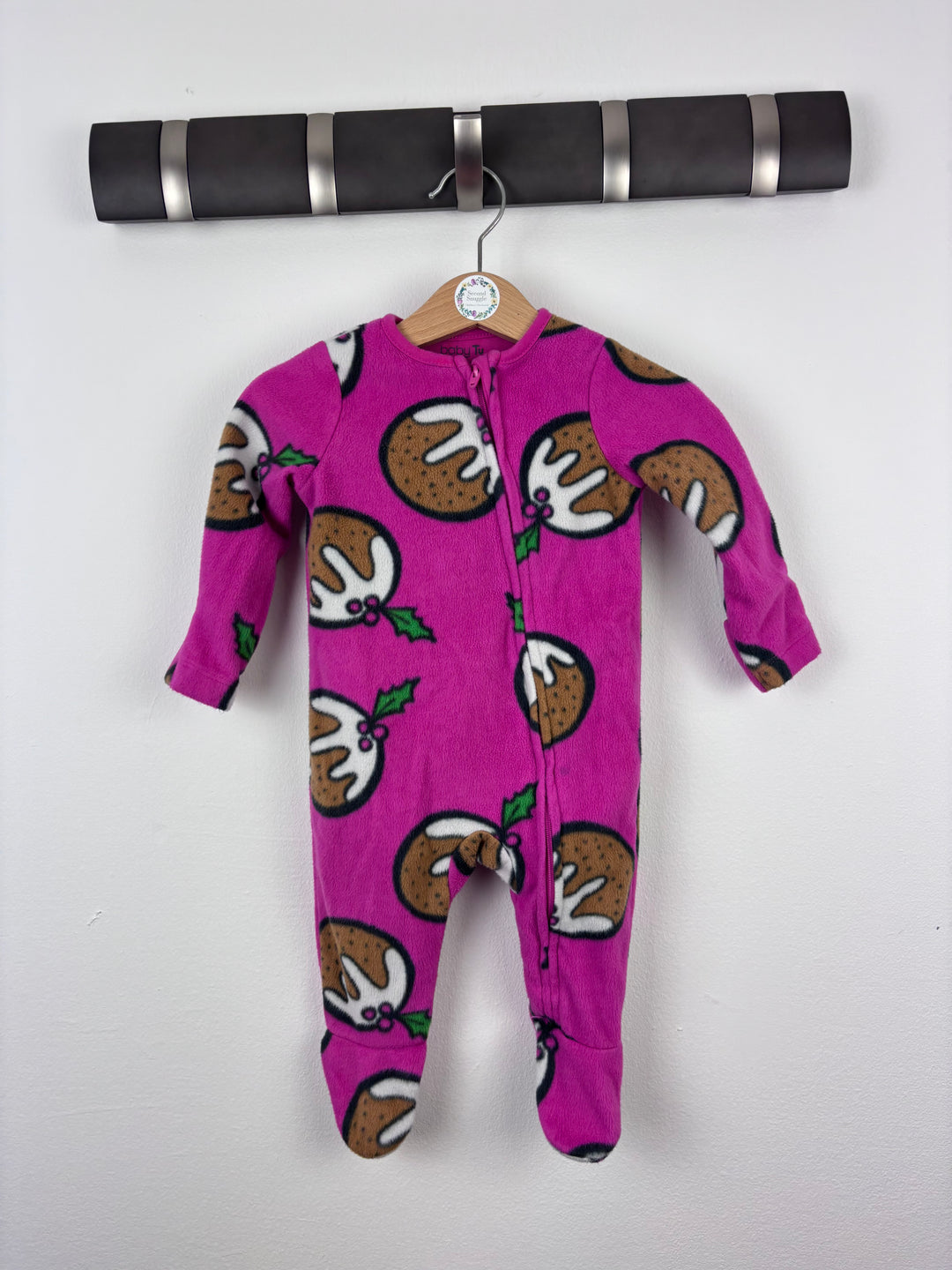 Tu Christmas Pudding Sleepsuit 3–6 Months-Sleepsuits-Second Snuggle Preloved