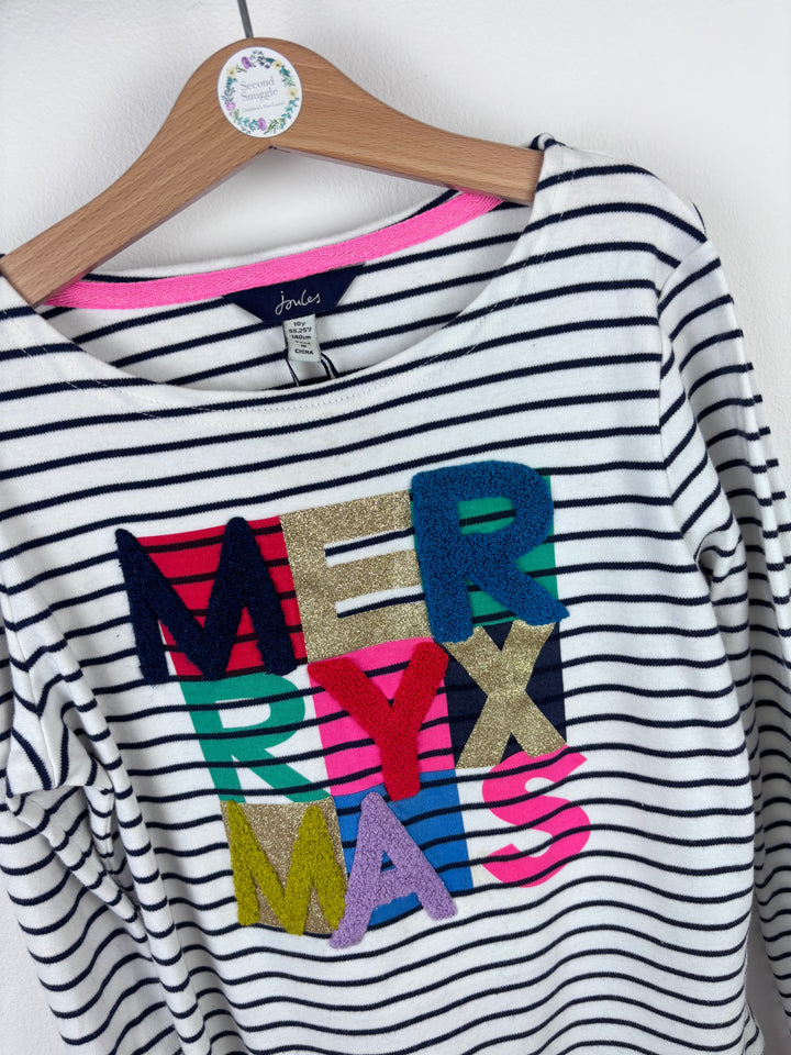 Joules Merry Xmas Stripe Top 10 Years-Tops-Second Snuggle Preloved