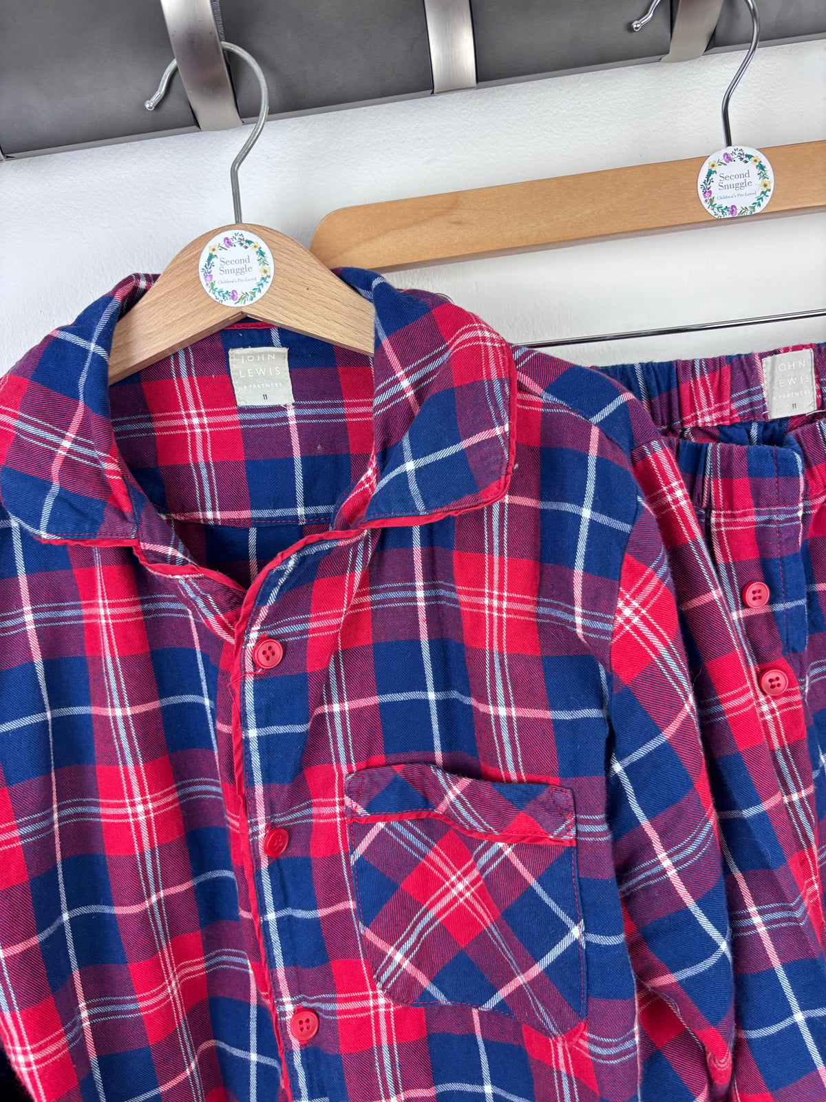 John Lewis Red and Blue Tartan Pyjamas 11 Years-Night Wear-Second Snuggle Preloved