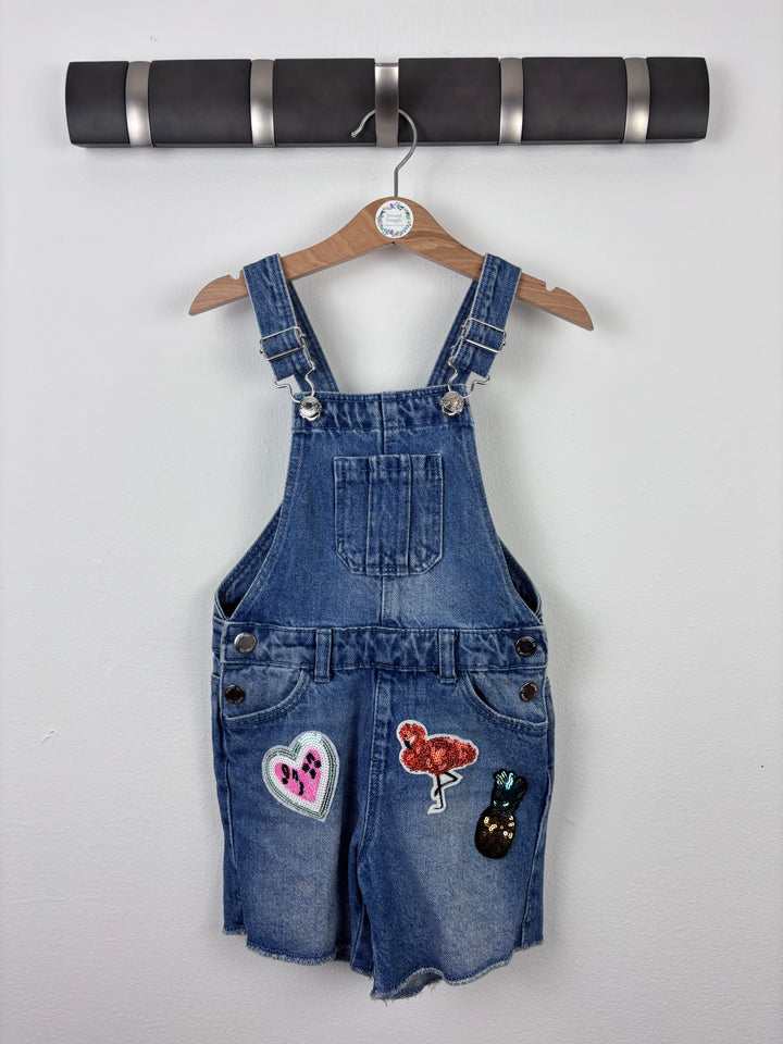 Primark Denim Dungaree Shorts 3-4 Years-Dungarees-Second Snuggle Preloved