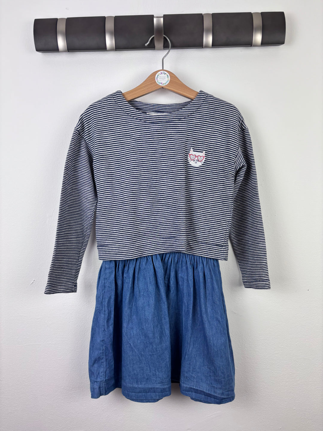 Joules Cat Stripe Dress 6 Years-Dresses-Second Snuggle Preloved