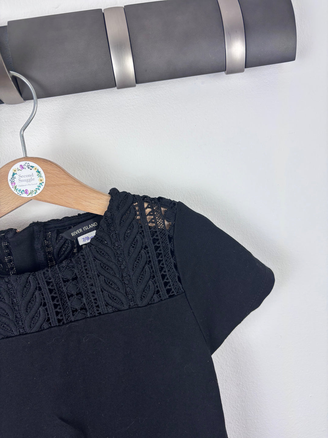 River Island Black Lace Detail Dress 7-8 Years-Dresses-Second Snuggle Preloved