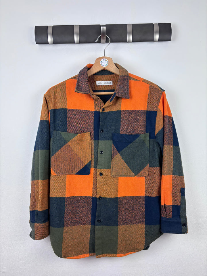 Zara Orange And Navy Check Shirt 11-12 Years-Shirts-Second Snuggle Preloved