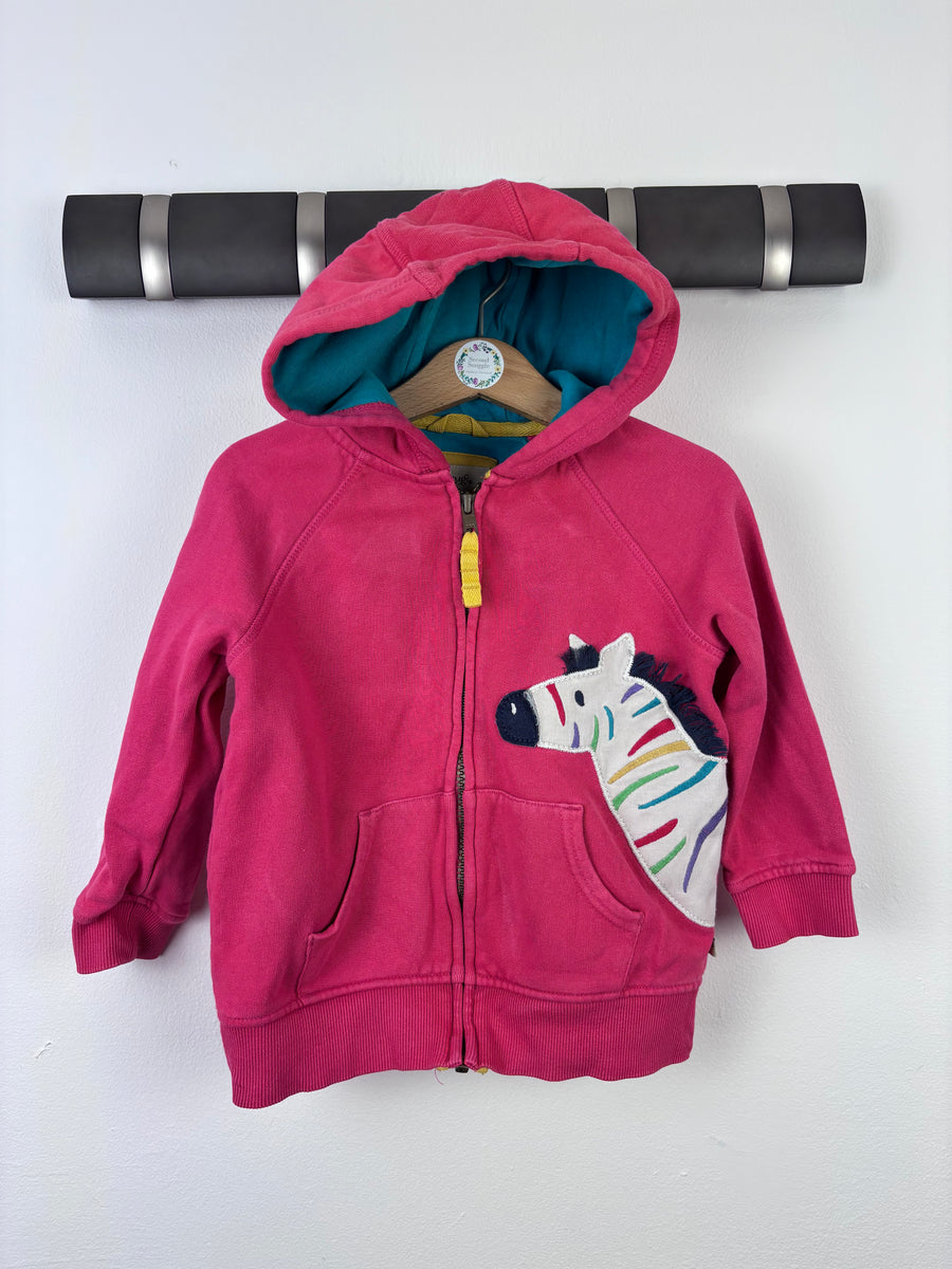 Frugi Pink Zebra Zip Hoodie 2-3 Years-Hoodies-Second Snuggle Preloved