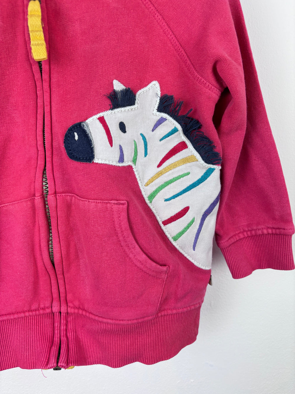 Frugi Pink Zebra Zip Hoodie 2-3 Years-Hoodies-Second Snuggle Preloved