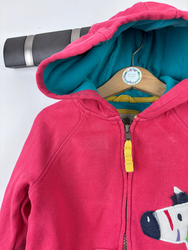 Frugi Pink Zebra Zip Hoodie 2-3 Years-Hoodies-Second Snuggle Preloved
