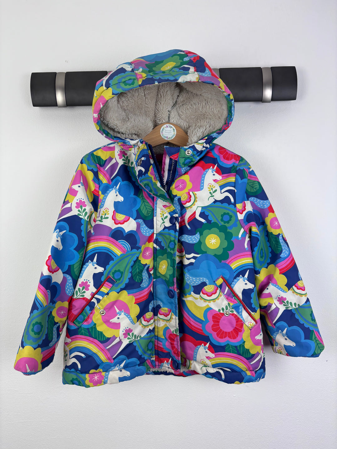 Mini Boden Unicorn Print Fleece-Lined Puffer Coat 2-3 Years-Coats-Second Snuggle Preloved