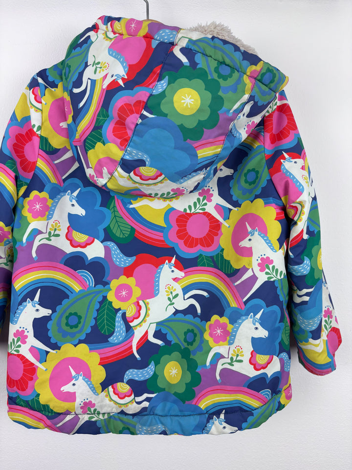Mini Boden Unicorn Print Fleece-Lined Puffer Coat 2-3 Years-Coats-Second Snuggle Preloved
