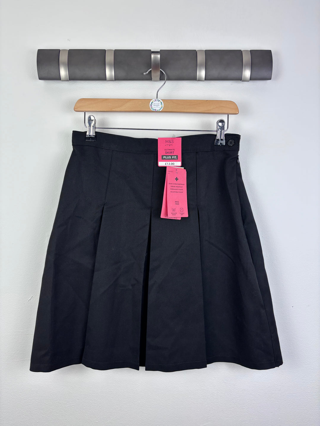 M&S Black Pleated School Skirt Plus Fit 11-12 Years