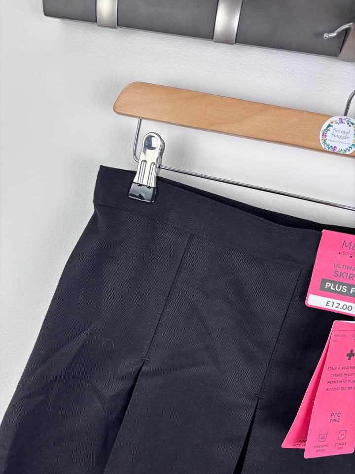 M&S Black Pleated School Skirt Plus Fit 11-12 Years