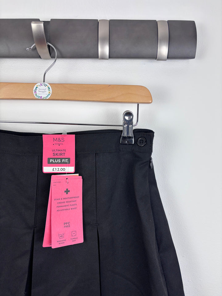 M&S Black Pleated School Skirt Plus Fit 11-12 Years
