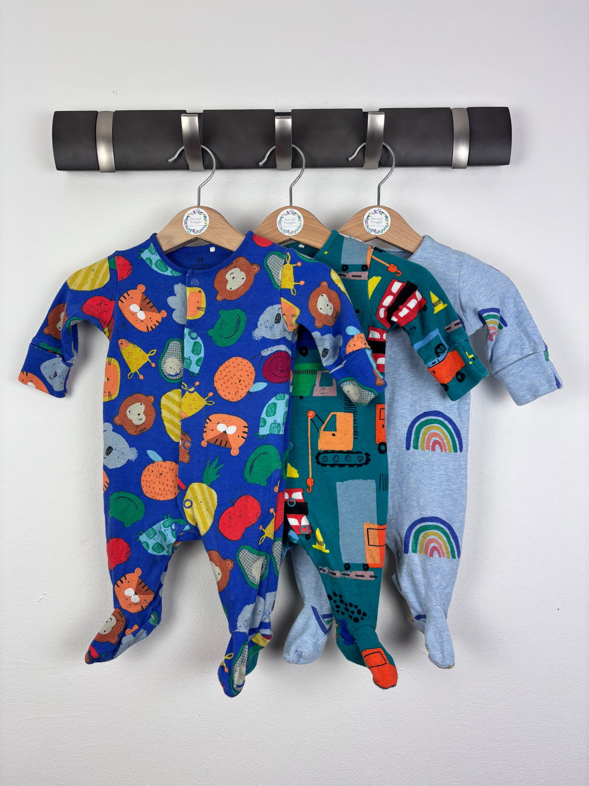 Next Baby Sleepsuit Sets With Colourful Prints Up To 1 Month-Sleepsuits-Second Snuggle Preloved