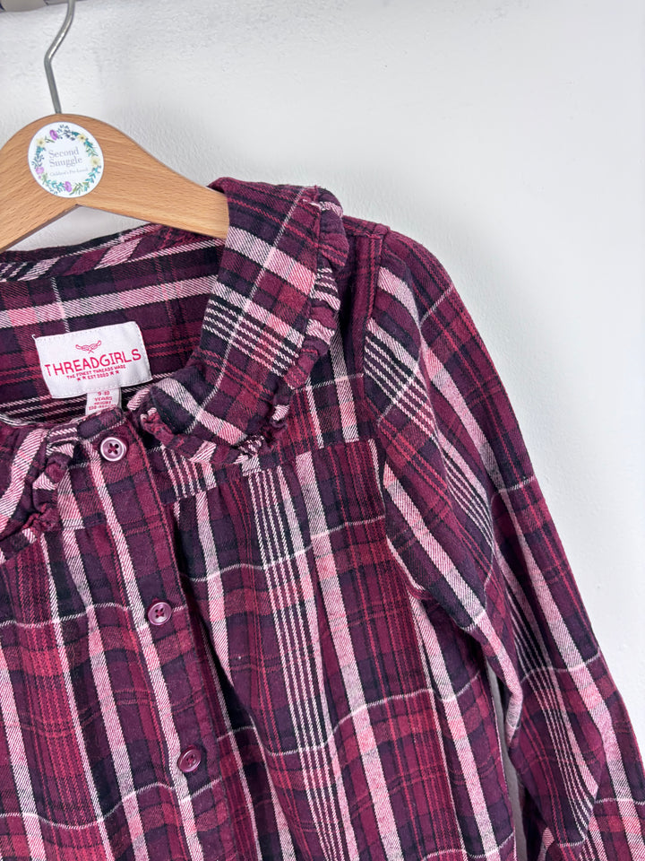 Threadgirls Burgundy Check Long Sleeve Dress 9-10 Years-Dresses-Second Snuggle Preloved