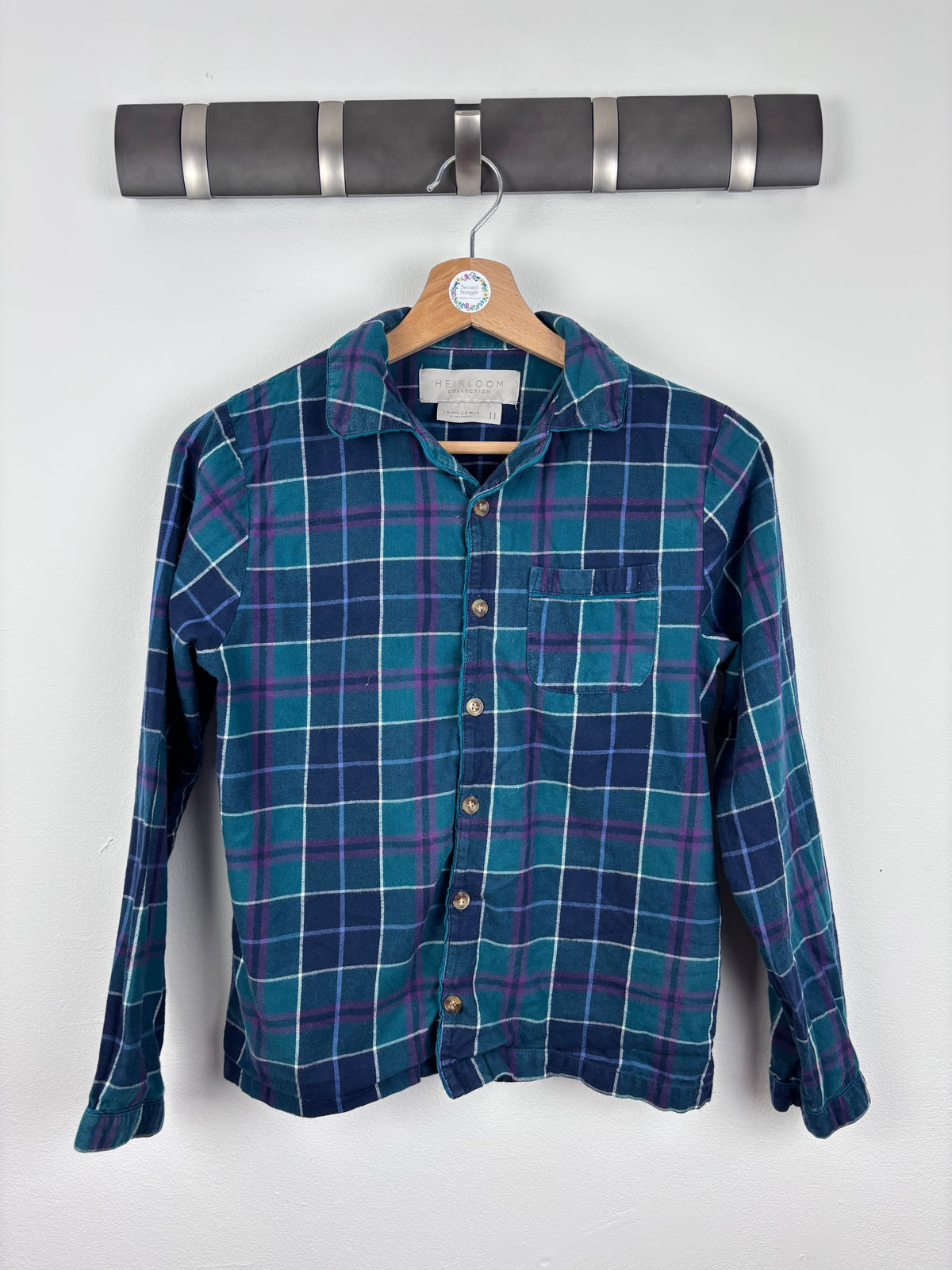 John Lewis Blue And Green Check Shirt 11 Years-Shirts-Second Snuggle Preloved