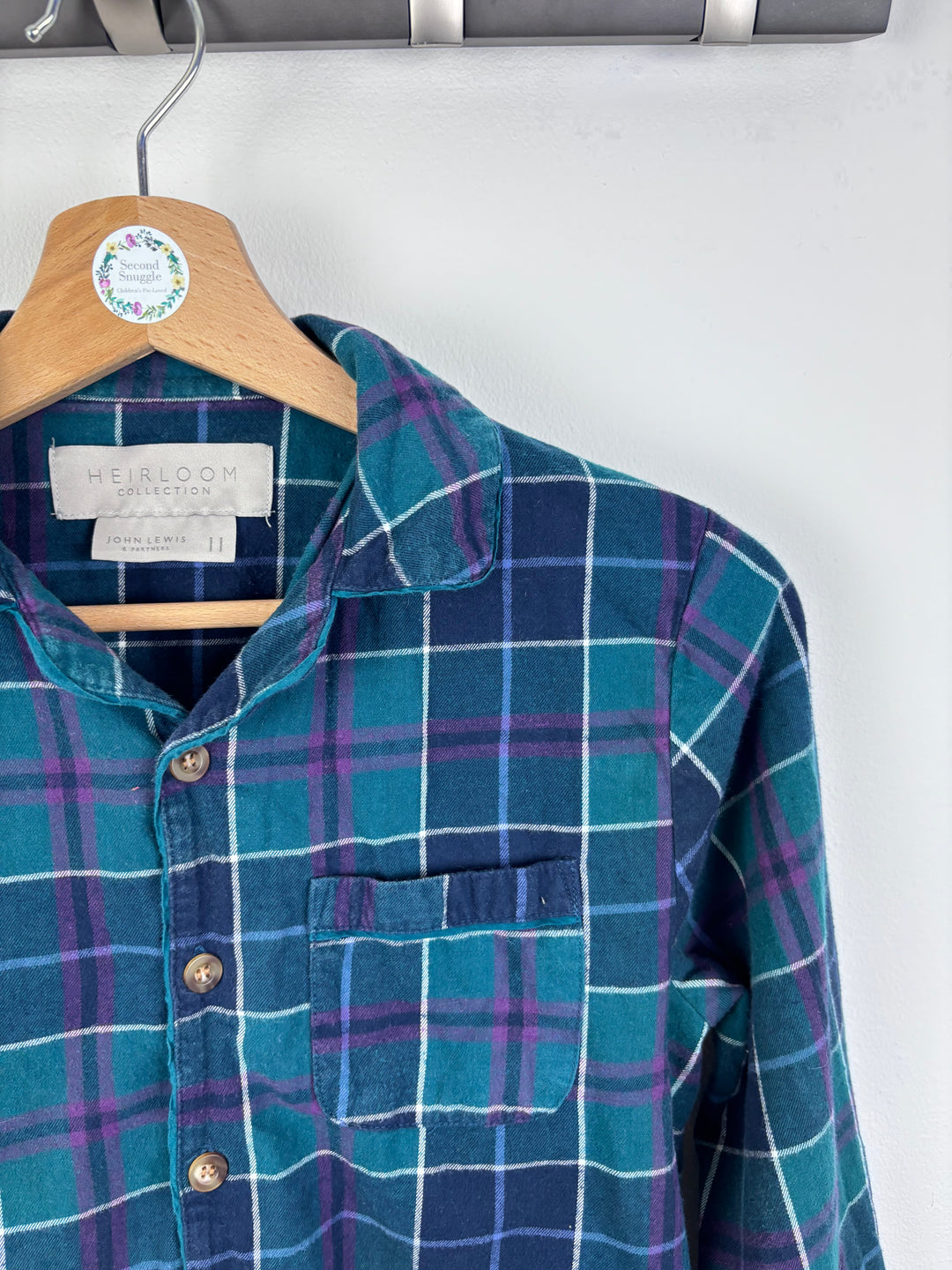 John Lewis Blue And Green Check Shirt 11 Years-Shirts-Second Snuggle Preloved