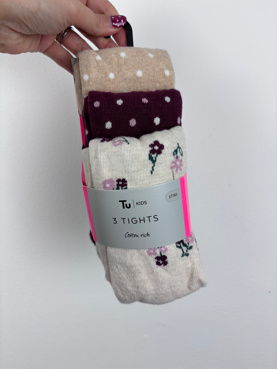 Tu Floral and Spot Tights Pack 5-6 Years-Tights & Socks-Second Snuggle Preloved