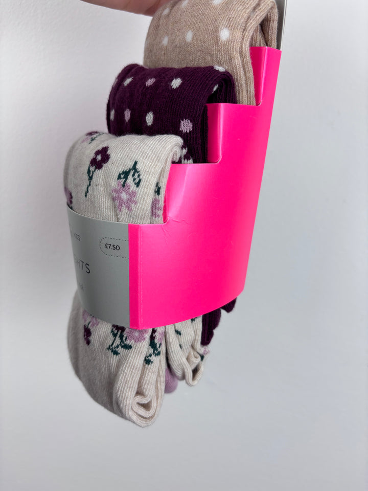 Tu Floral and Spot Tights Pack 5-6 Years-Tights & Socks-Second Snuggle Preloved