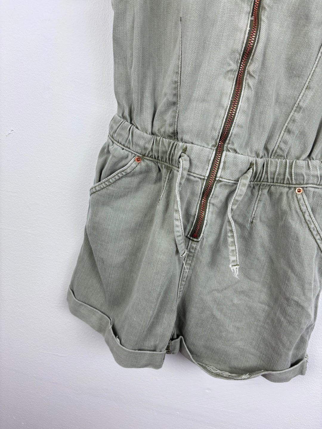 M&S Zip Front Playsuit Khaki 10-11 Years-Play Suits-Second Snuggle Preloved