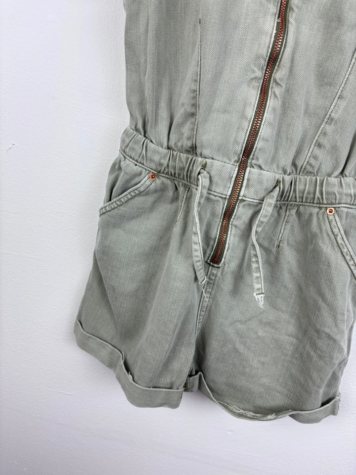 M&S Zip Front Playsuit Khaki 10-11 Years-Play Suits-Second Snuggle Preloved