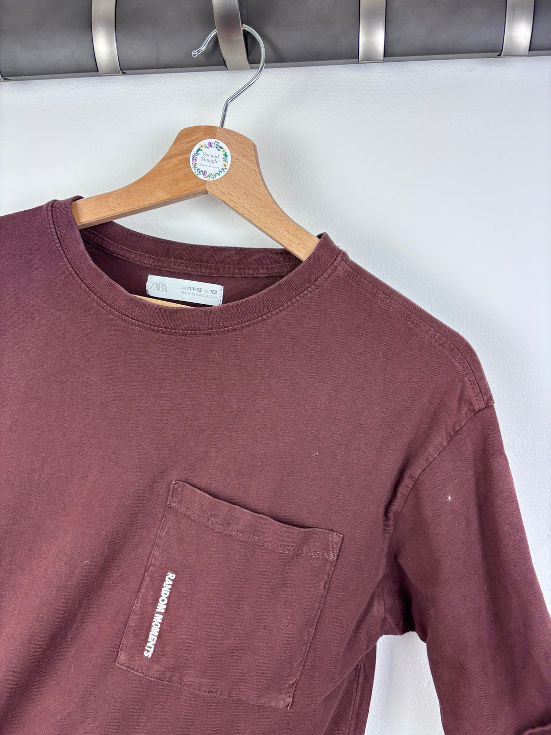 Zara Layered Sleeve Burgundy Top 11-12 Years-Tops-Second Snuggle Preloved