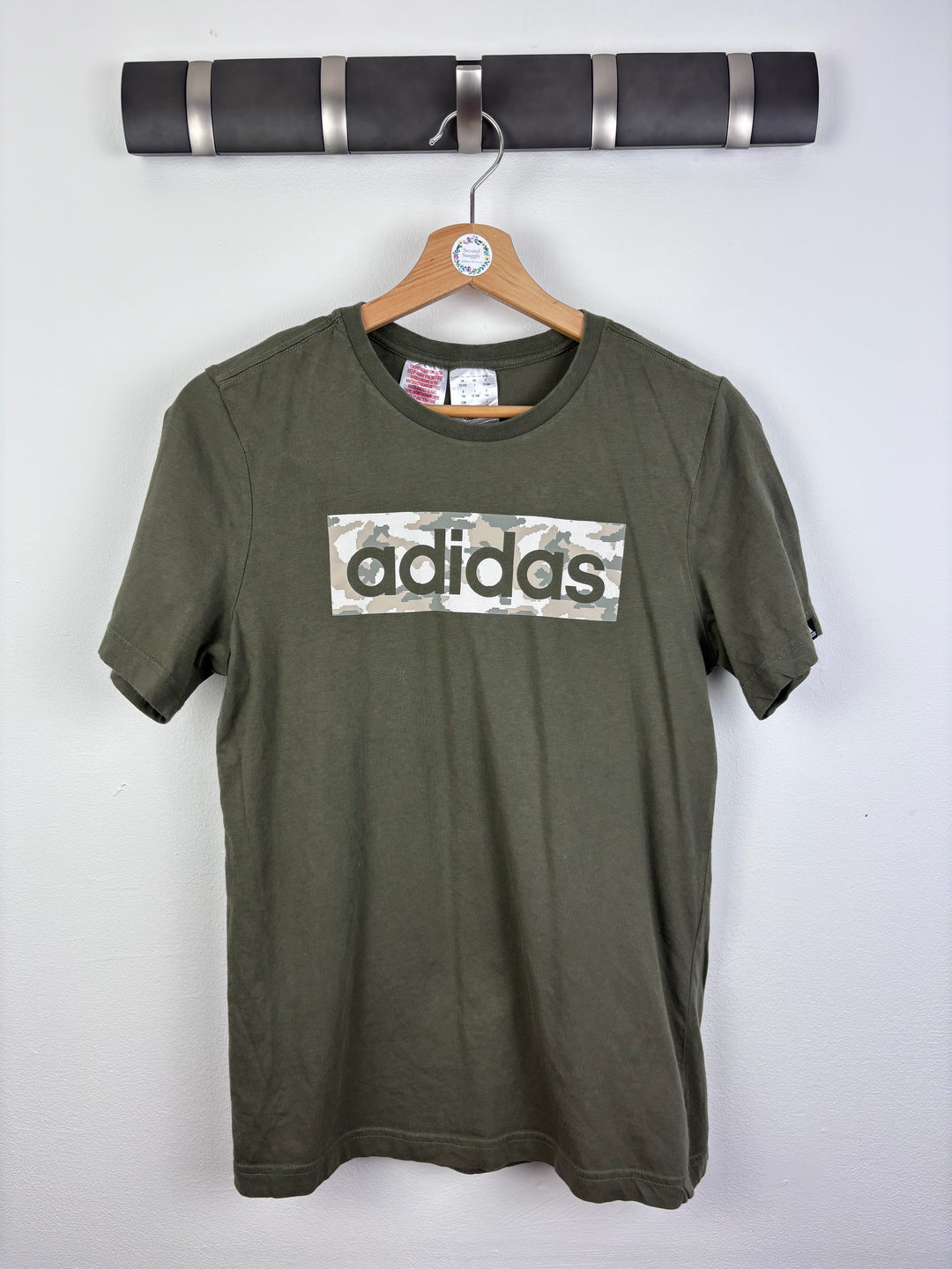 Adidas Camo Logo Khaki T-Shirt 13-14 Years-Tops-Second Snuggle Preloved