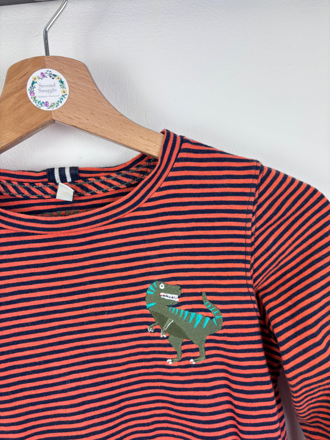 Joules Striped Dinosaur Long Sleeve Top 9-10 Years-Tops-Second Snuggle Preloved