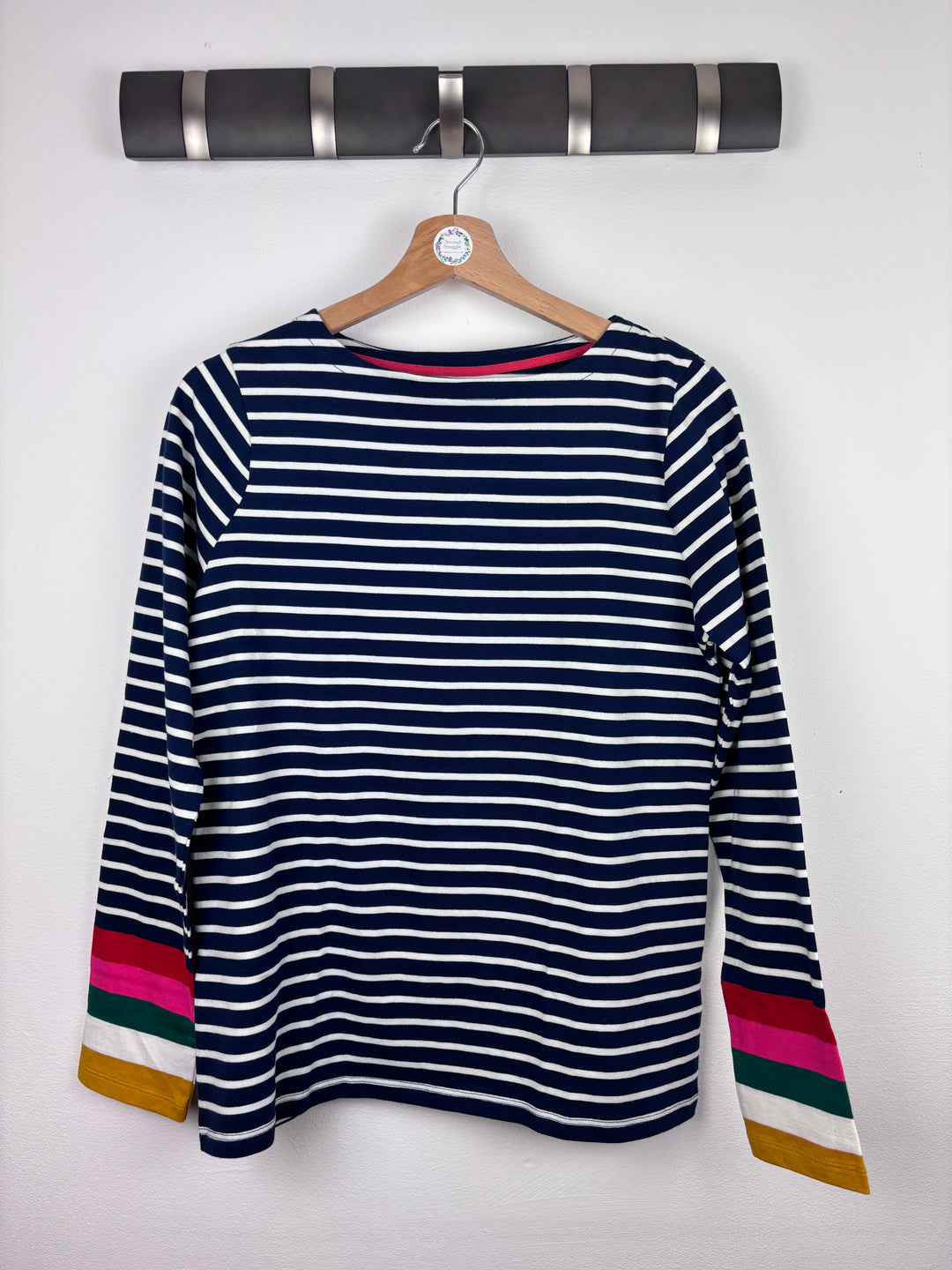 Boden Stripe Long Sleeve Top with Colour Block Cuffs 15-16 Years-Tops-Second Snuggle Preloved
