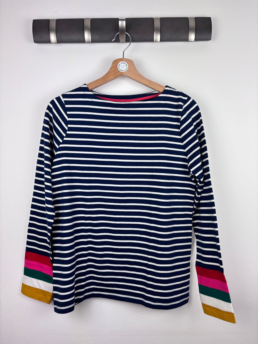 Boden Stripe Long Sleeve Top with Colour Block Cuffs 15-16 Years-Tops-Second Snuggle Preloved