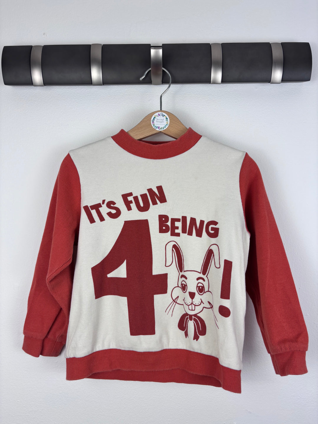 Mini Rodini It’s Fun Being 4 Sweatshirt 104-110 (4-5 Years)-Jumpers-Second Snuggle Preloved