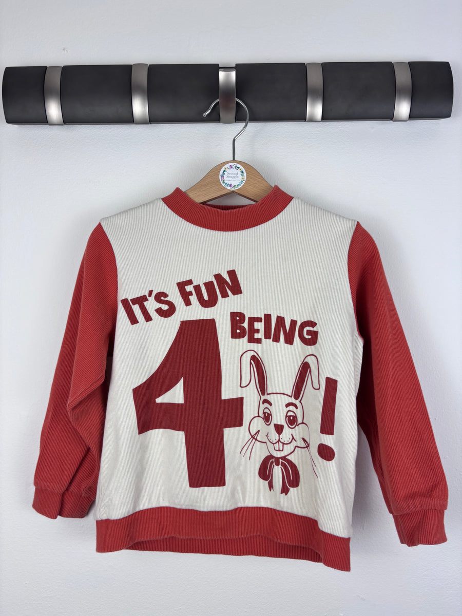 Mini Rodini It’s Fun Being 4 Sweatshirt 104-110 (4-5 Years)-Jumpers-Second Snuggle Preloved