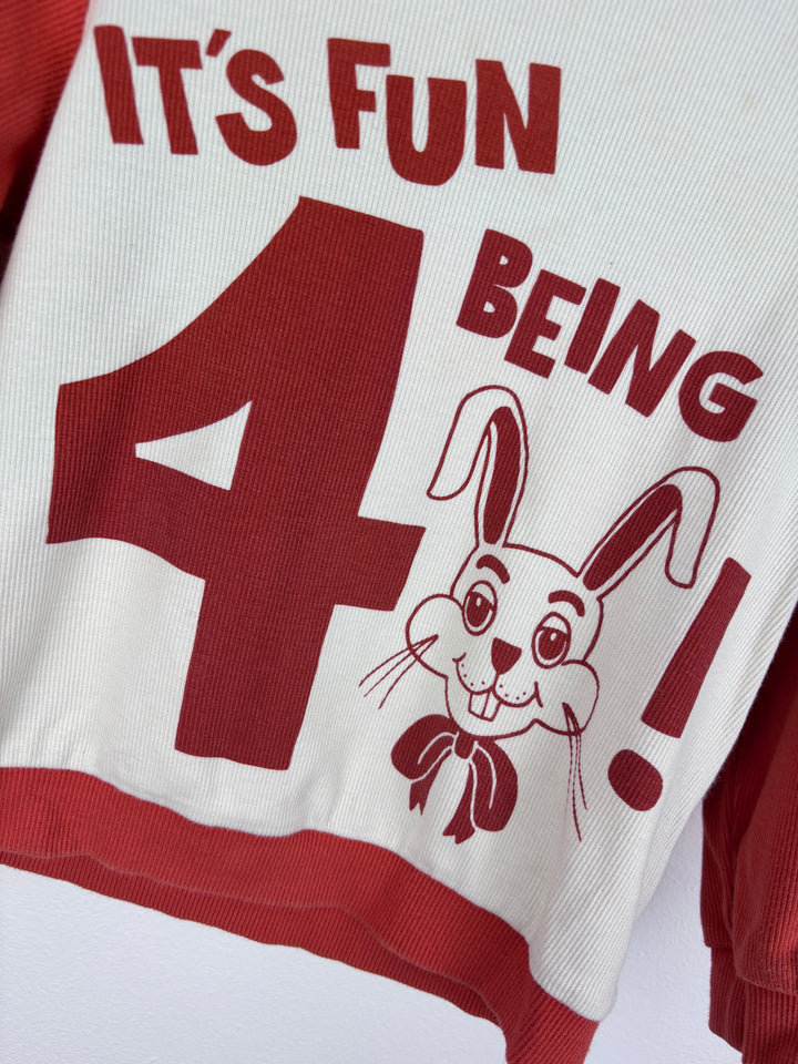 Mini Rodini It’s Fun Being 4 Sweatshirt 104-110 (4-5 Years)-Jumpers-Second Snuggle Preloved